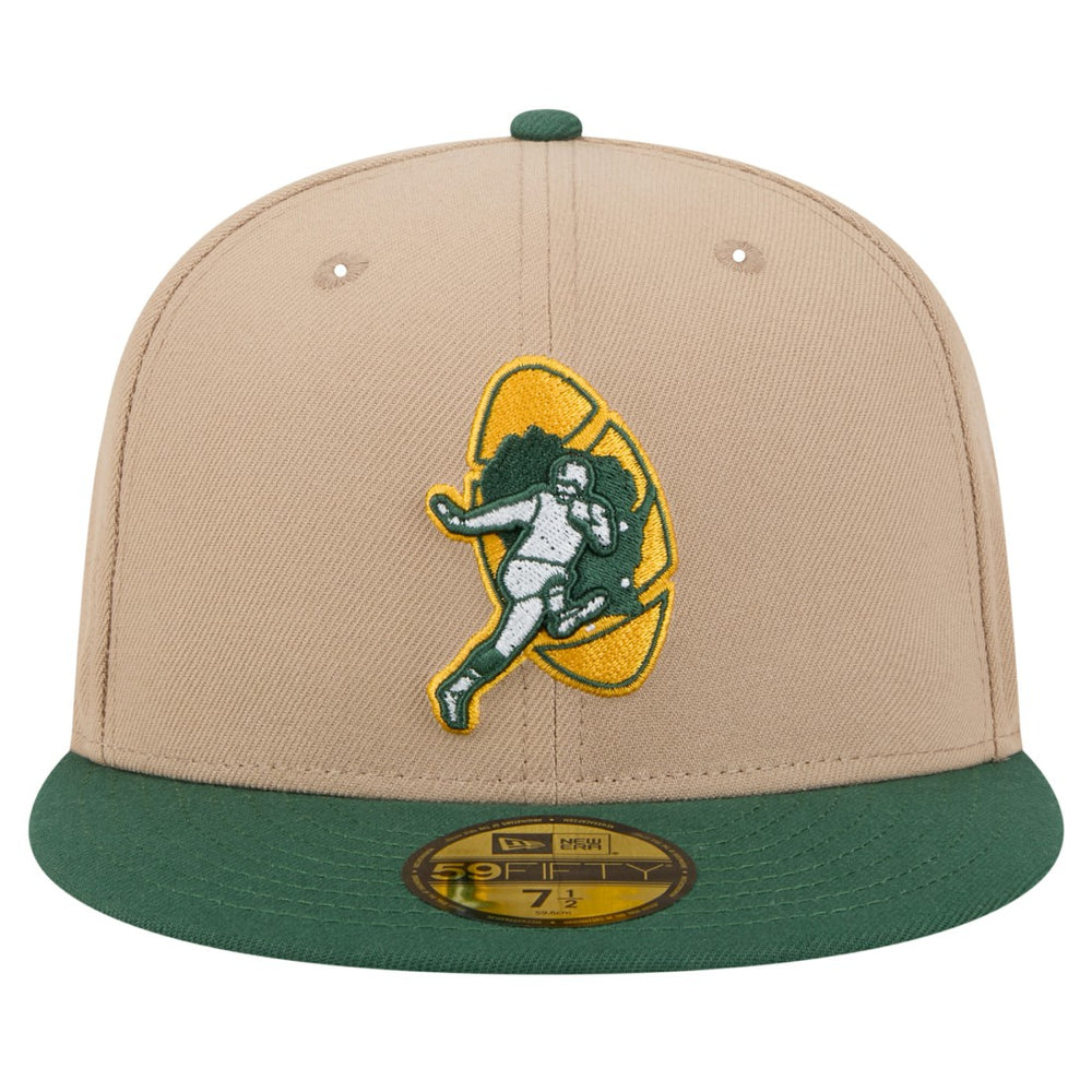Green Bay Packers New Era Throwback Logo Main 59FIFTY Fitted Hat Tan - NFL