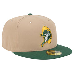 Green Bay Packers New Era Throwback Logo Main 59FIFTY Fitted Hat Tan - NFL