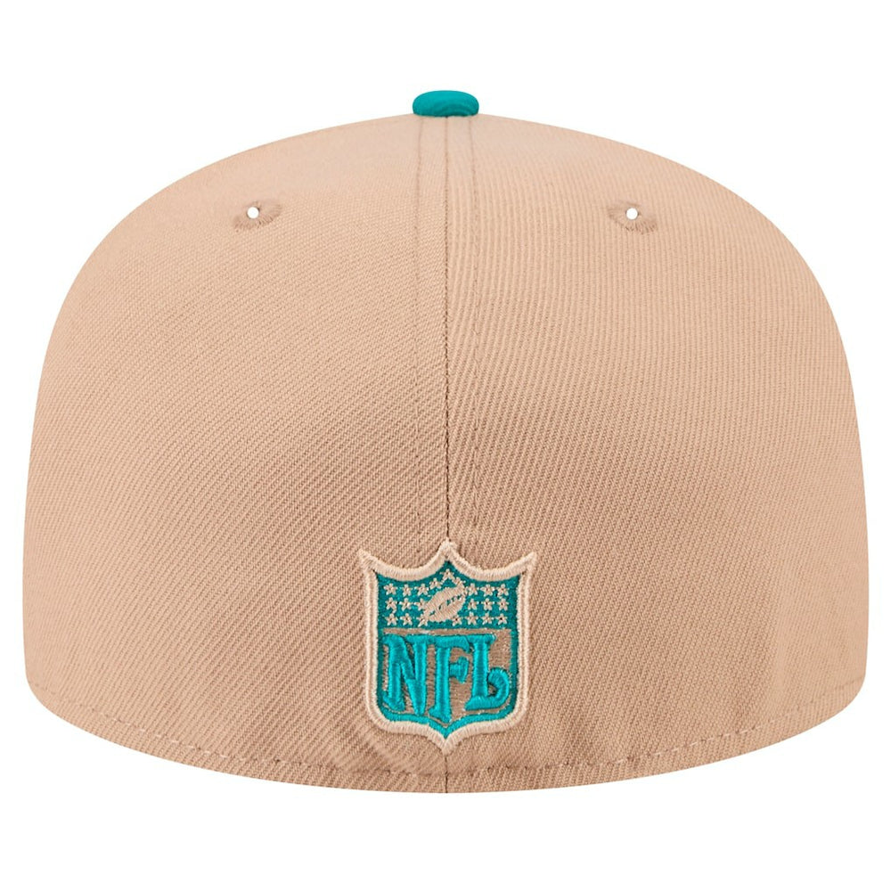 Miami Dolphins New Era Throwback Logo Main 59FIFTY Fitted Hat Tan - NFL
