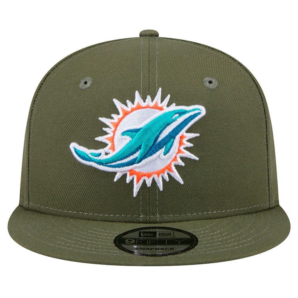 Miami Dolphins New Era Main 9FIFTY Snapback Hat Olive - NFL