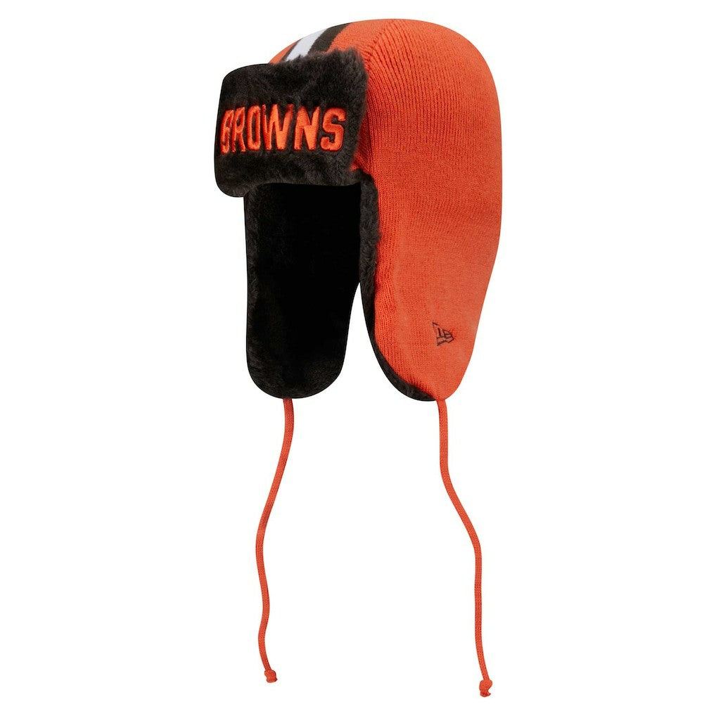 Cleveland Browns New Era Helmet Head Trapper Knit Hat Orange - NFL