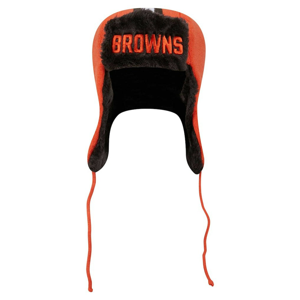 Cleveland Browns New Era Helmet Head Trapper Knit Hat Orange - NFL