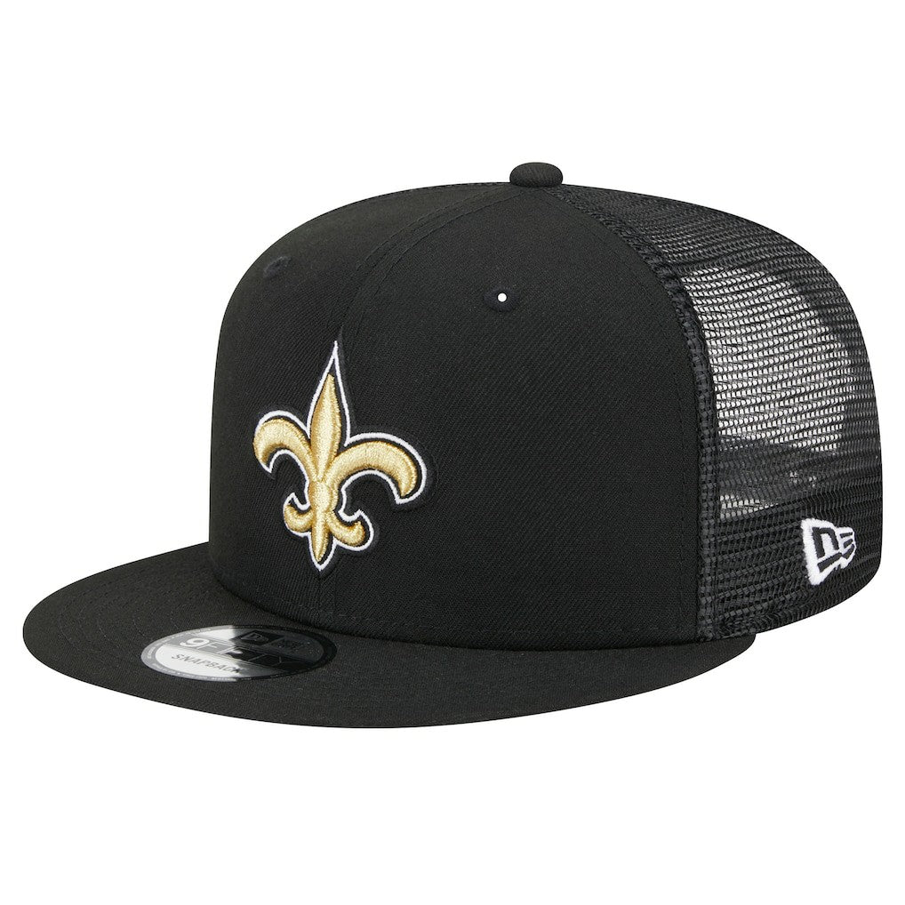 New Orleans Saints New Era Main Trucker 9FIFTY Snapback Hat Black - NFL