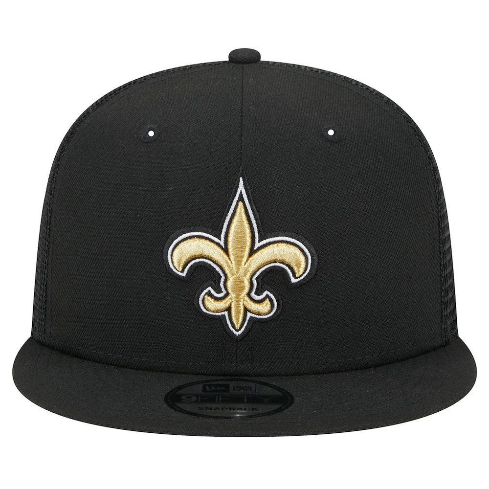 New Orleans Saints New Era Main Trucker 9FIFTY Snapback Hat Black - NFL