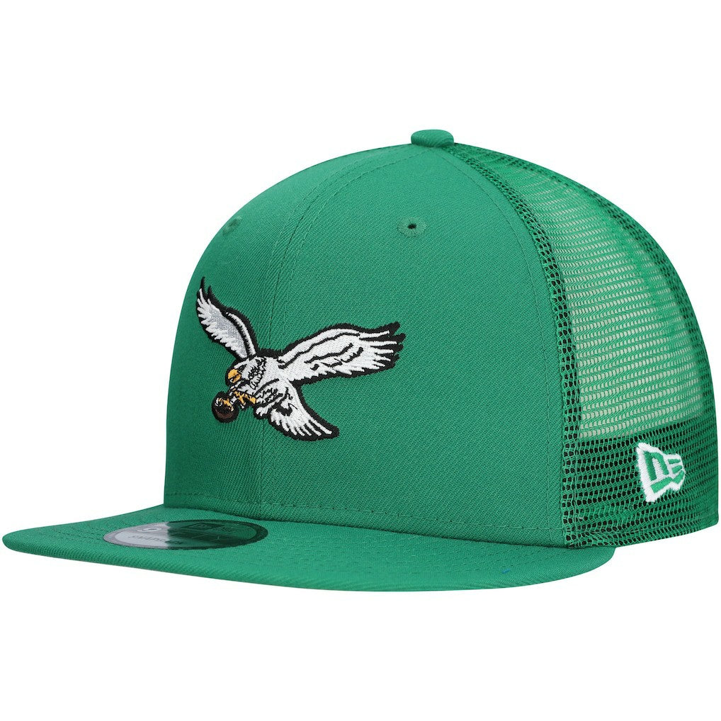 Philadelphia Eagles New Era Throwback Main Trucker 9FIFTY Snapback Hat Kelly Green - NFL