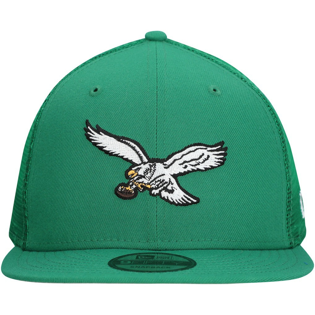 Philadelphia Eagles New Era Throwback Main Trucker 9FIFTY Snapback Hat Kelly Green - NFL