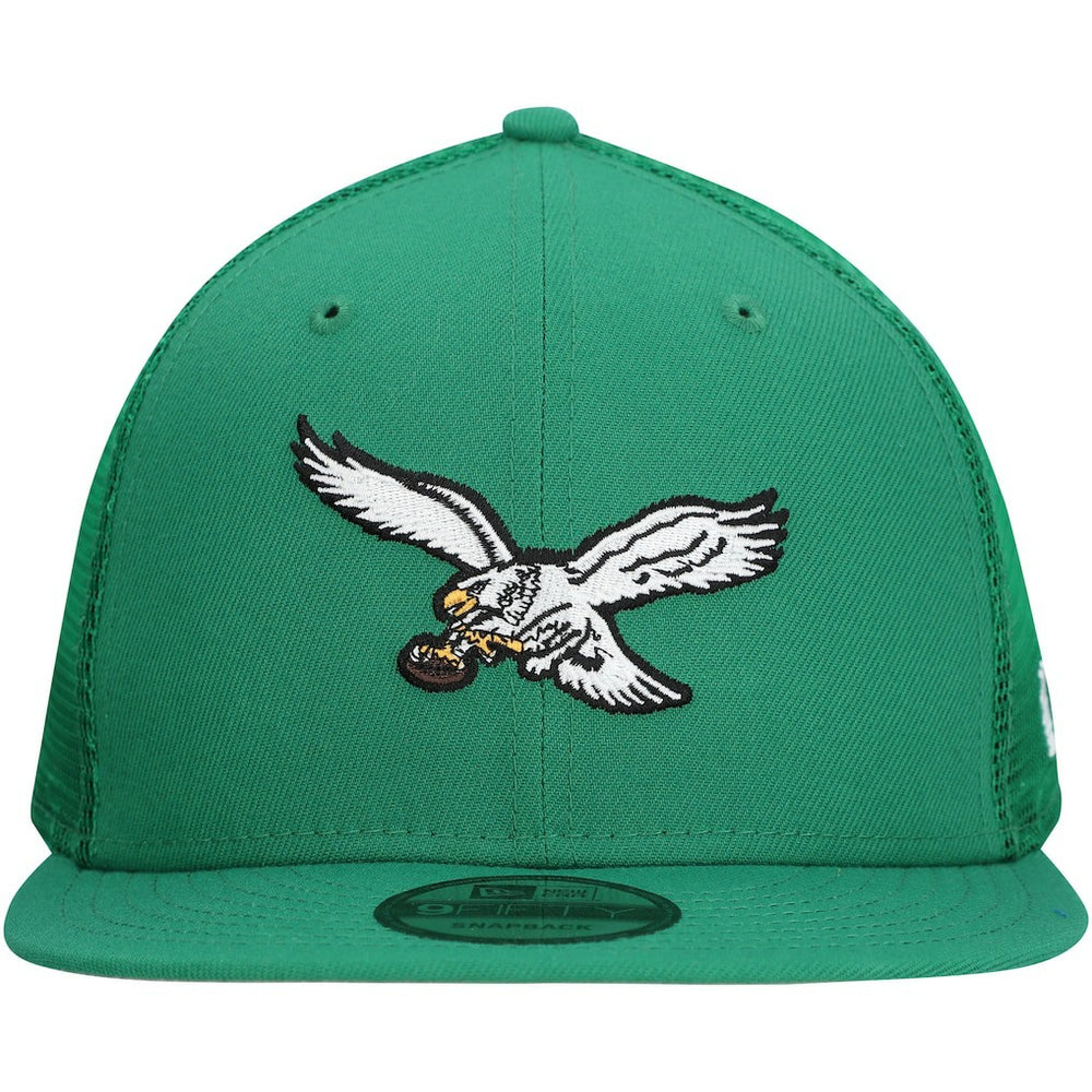 Philadelphia Eagles New Era Throwback Main Trucker 9FIFTY Snapback Hat Kelly Green - NFL