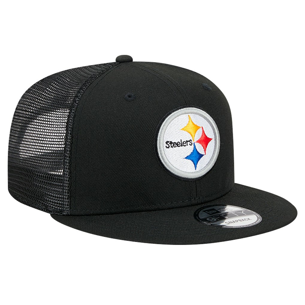 Pittsburgh Steelers New Era Main Trucker 9FIFTY Snapback Hat Black - NFL