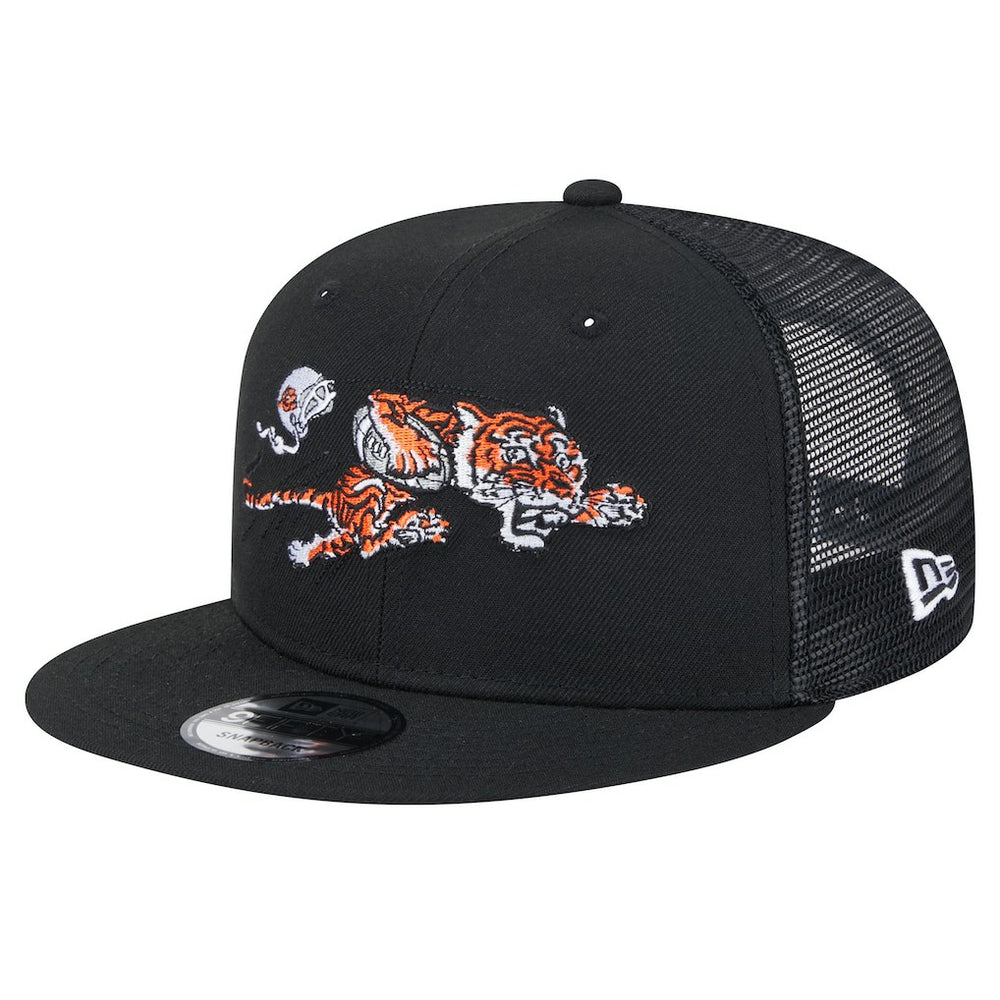Cincinnati Bengals New Era Throwback Main Trucker 9FIFTY Snapback Hat Black - NFL