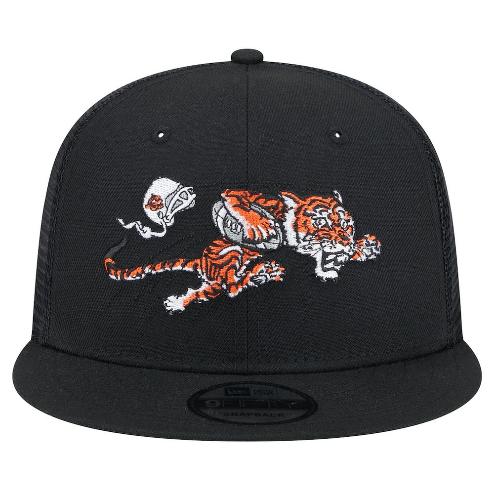 Cincinnati Bengals New Era Throwback Main Trucker 9FIFTY Snapback Hat Black - NFL