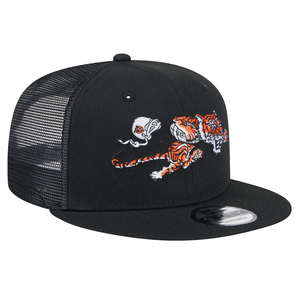 Cincinnati Bengals New Era Throwback Main Trucker 9FIFTY Snapback Hat Black - NFL