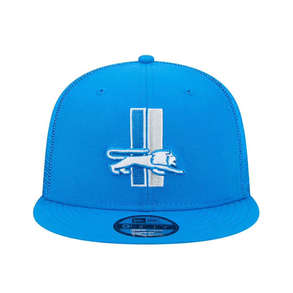 Detroit Lions New Era Throwback Main Trucker 9FIFTY Snapback Hat Blue - NFL