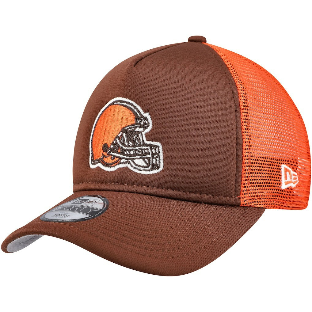 Cleveland Browns New Era Youth A-Frame 9FORTY Trucker Adjustable Hat Brown - NFL