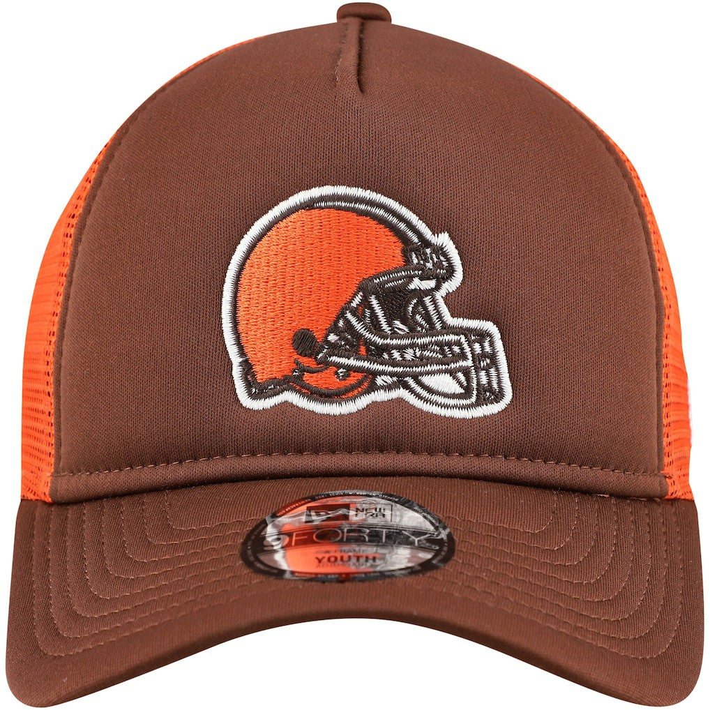 Cleveland Browns New Era Youth A-Frame 9FORTY Trucker Adjustable Hat Brown - NFL