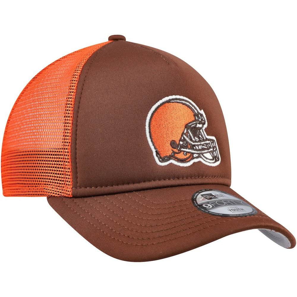 Cleveland Browns New Era Youth A-Frame 9FORTY Trucker Adjustable Hat Brown - NFL