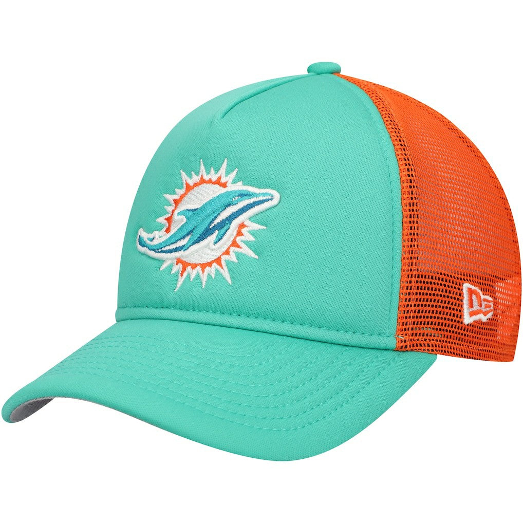 Miami Dolphins New Era Youth A-Frame 9FORTY Trucker Adjustable Hat Aqua - NFL