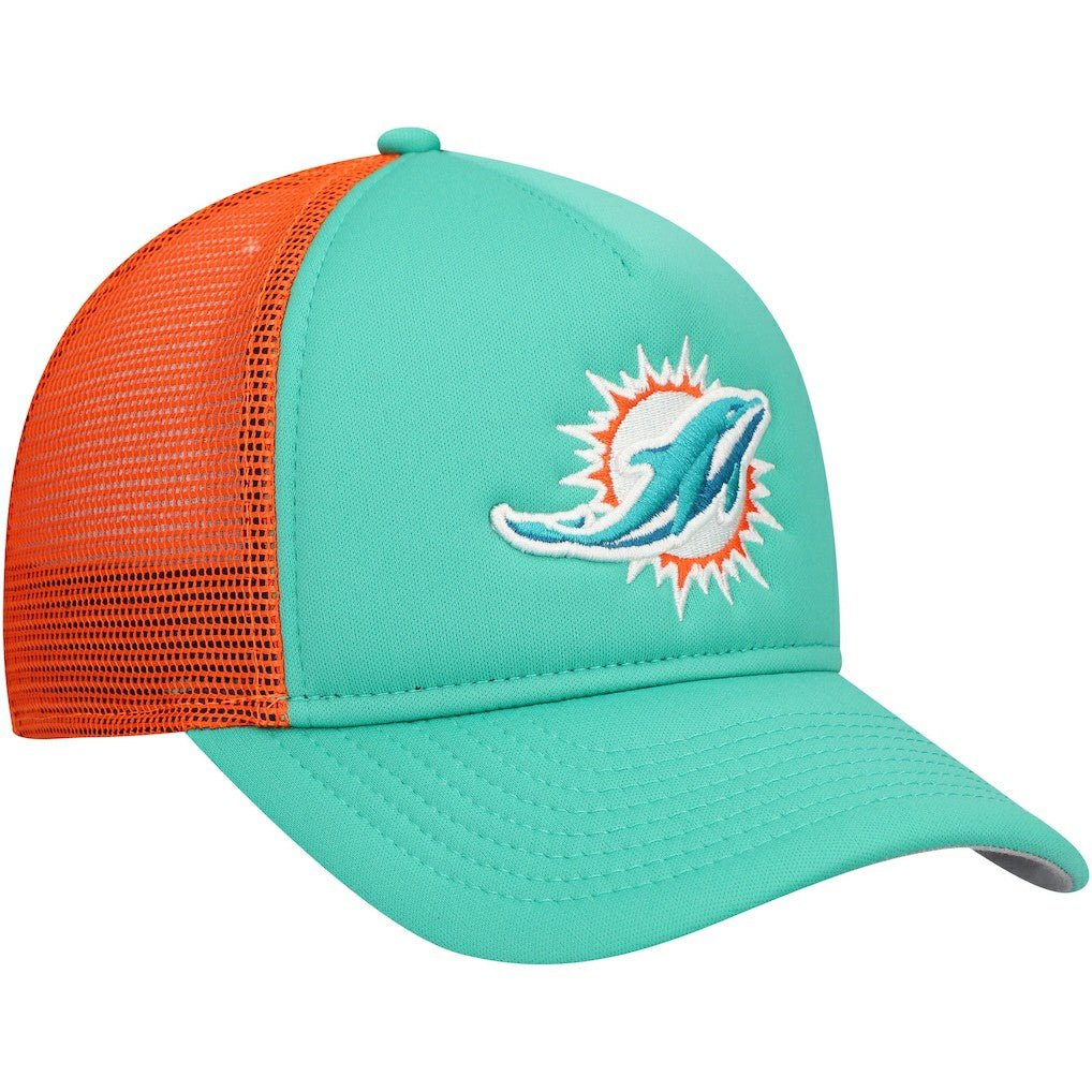Miami Dolphins New Era Youth A-Frame 9FORTY Trucker Adjustable Hat Aqua - NFL