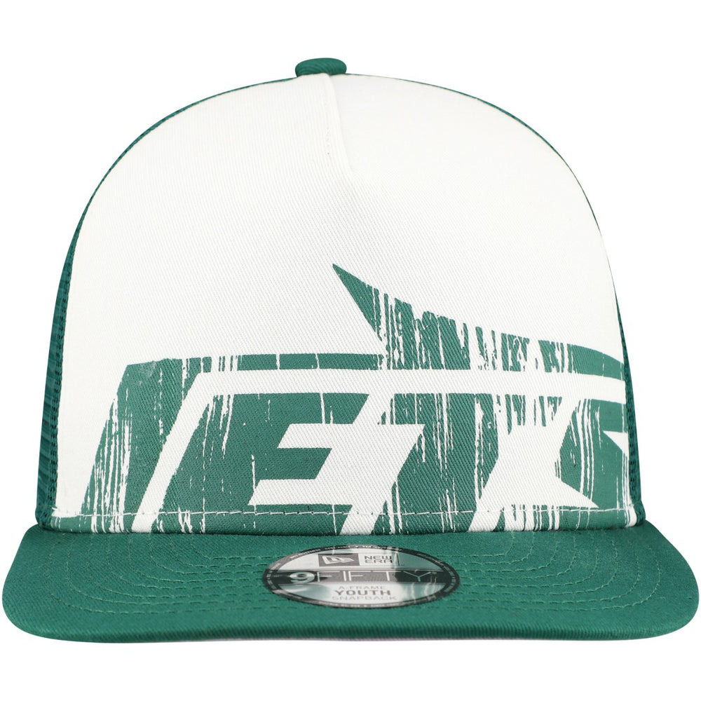New York Jets New Era Youth Distressed 9FIFTY A-Frame Snapback Hat White/Green - NFL