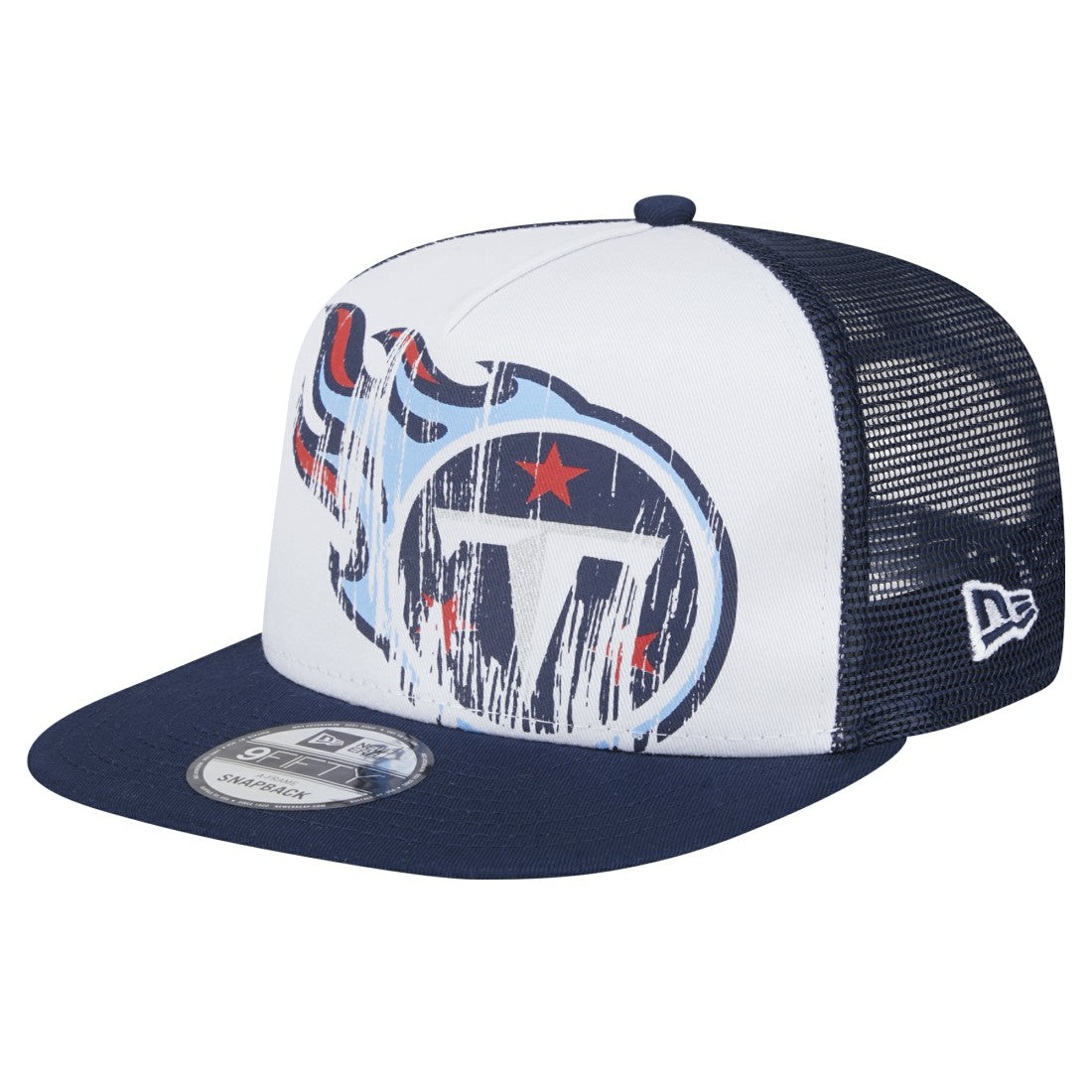 Tennessee Titans New Era Youth Distressed 9FIFTY A-Frame Snapback Hat White/Navy - NFL