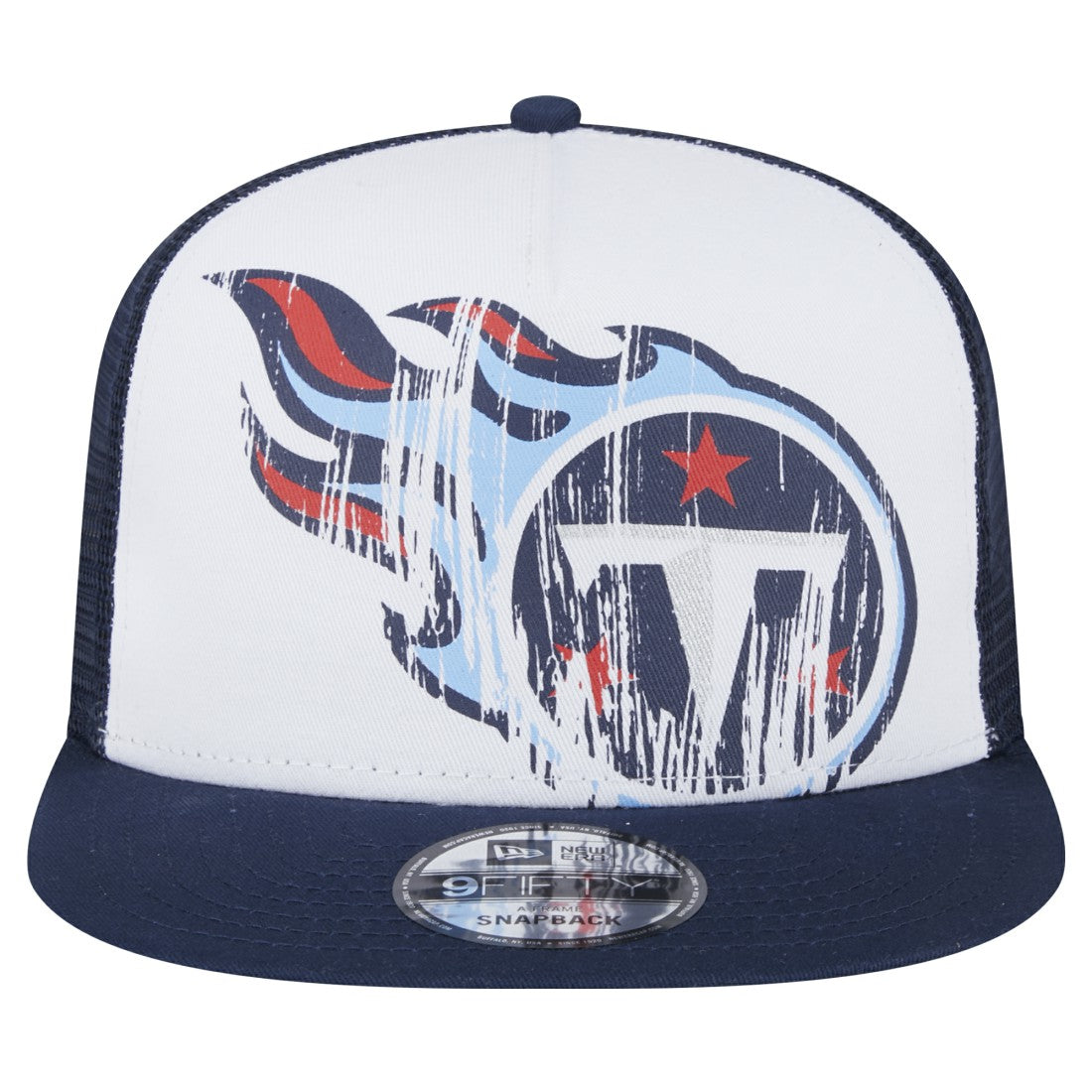 Tennessee Titans New Era Youth Distressed 9FIFTY A-Frame Snapback Hat White/Navy - NFL