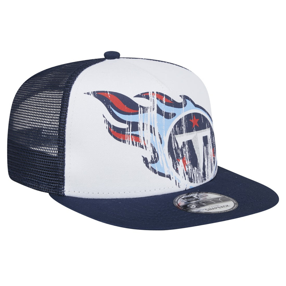 Tennessee Titans New Era Youth Distressed 9FIFTY A-Frame Snapback Hat White/Navy - NFL