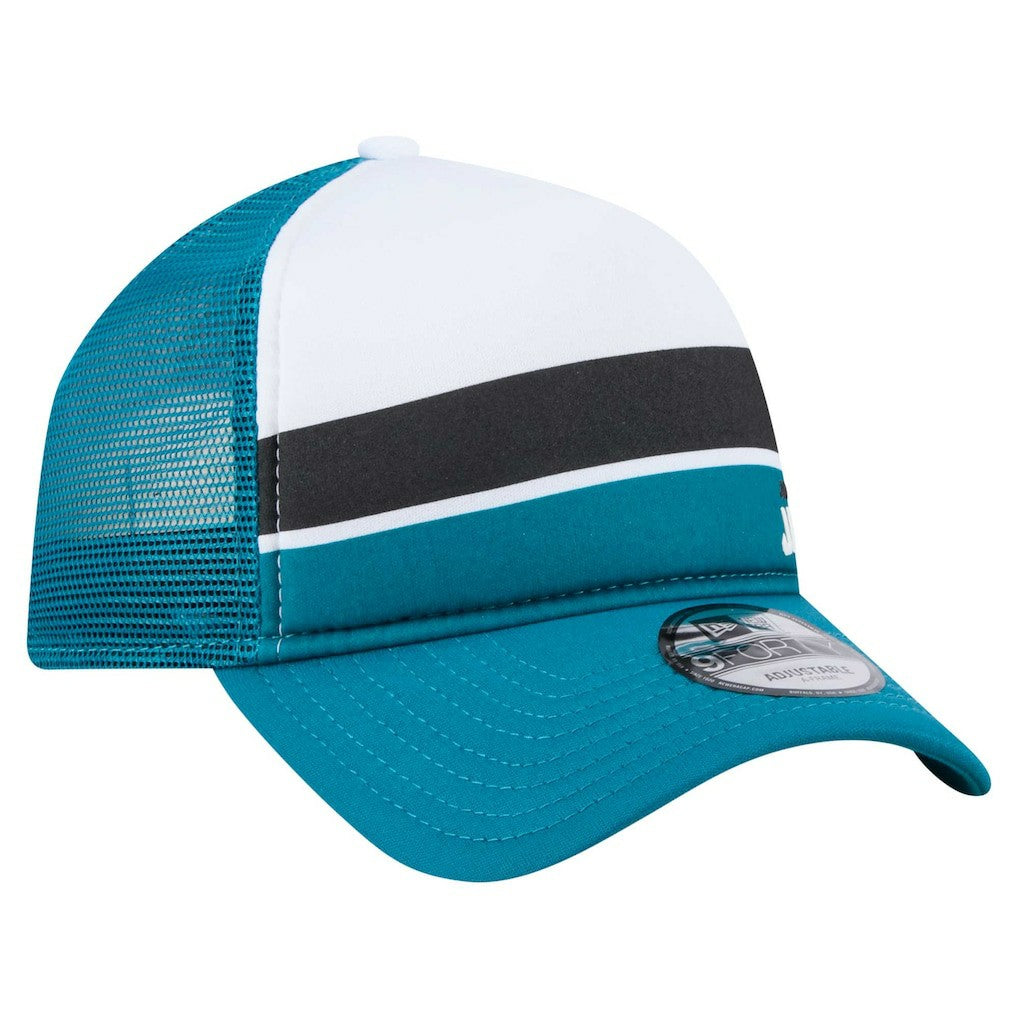 Jacksonville Jaguars New Era Youth Sport Night Color Block 9FORTY A-Frame Trucker Adjustable Hat Teal - NFL