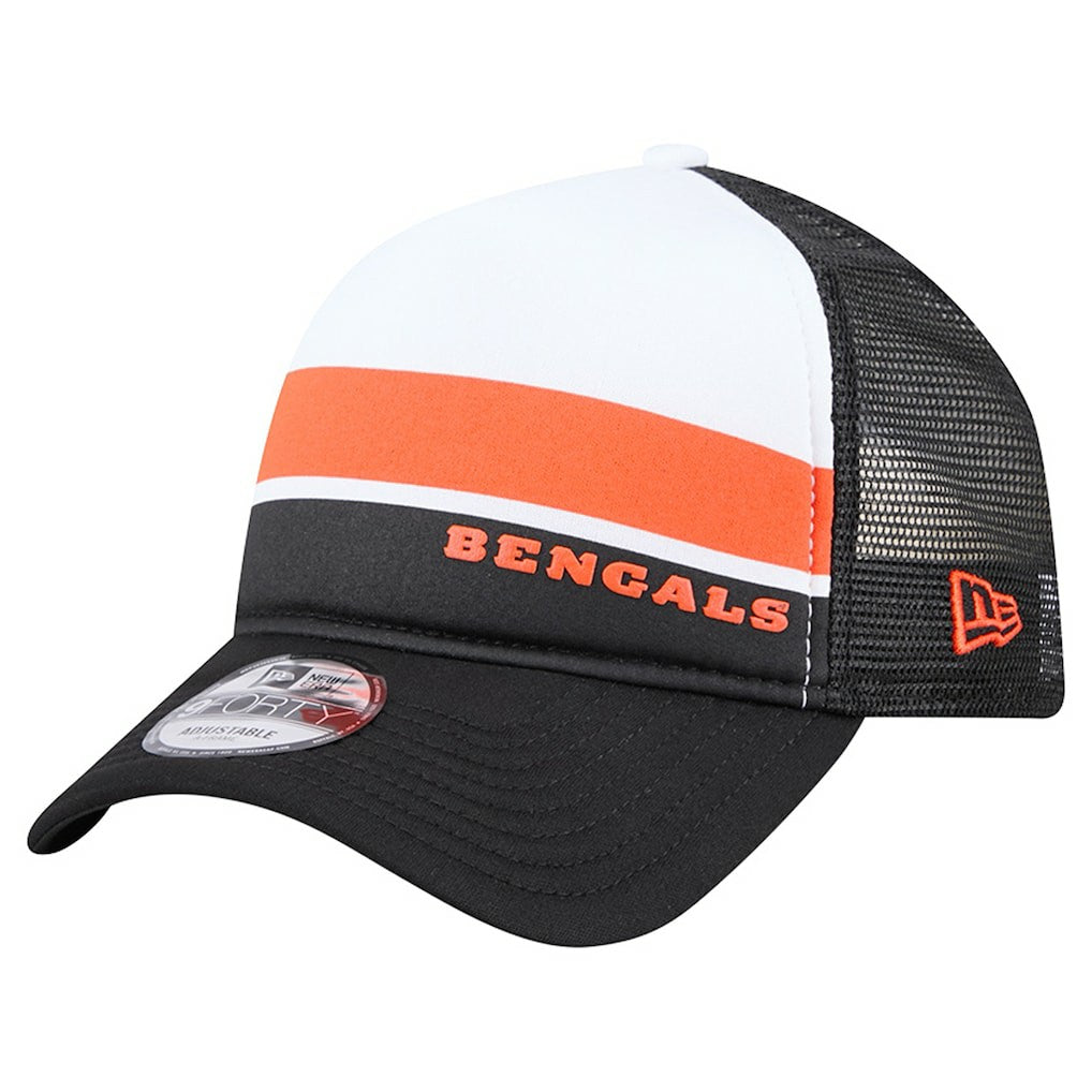 Cincinnati Bengals New Era Youth Sport Night Color Block 9FORTY A-Frame Trucker Adjustable Hat Black - NFL