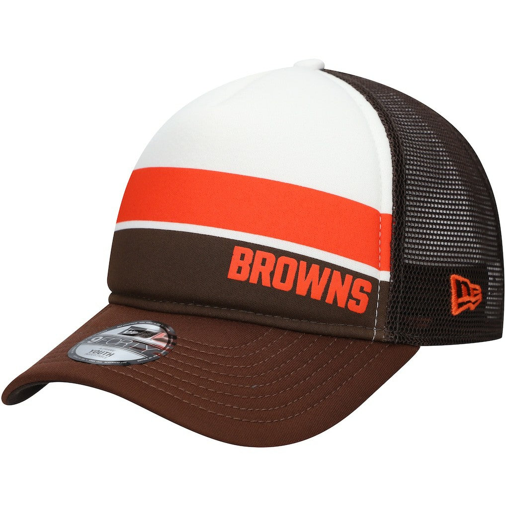 Cleveland Browns New Era Youth Sport Night Color Block 9FORTY A-Frame Trucker Adjustable Hat Brown - NFL