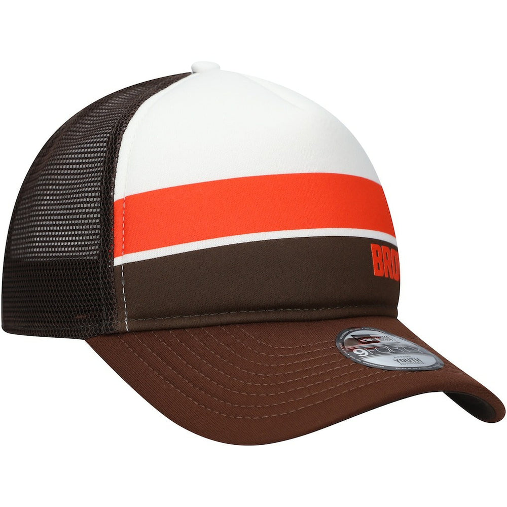 Cleveland Browns New Era Youth Sport Night Color Block 9FORTY A-Frame Trucker Adjustable Hat Brown - NFL