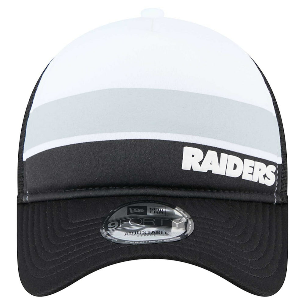 Las Vegas Raiders New Era Youth Sport Night Color Block 9FORTY A-Frame Trucker Adjustable Hat Black - NFL