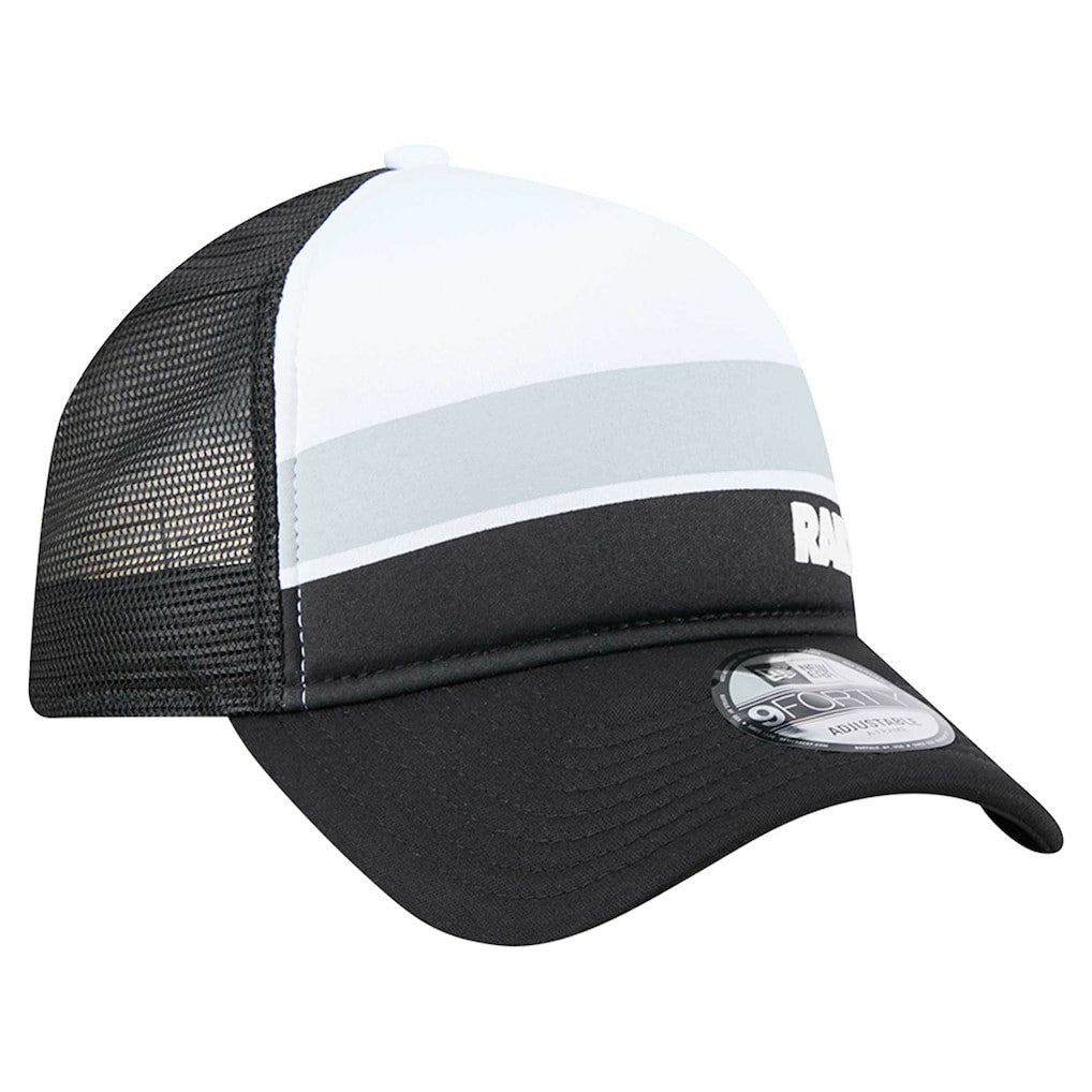 Las Vegas Raiders New Era Youth Sport Night Color Block 9FORTY A-Frame Trucker Adjustable Hat Black - NFL