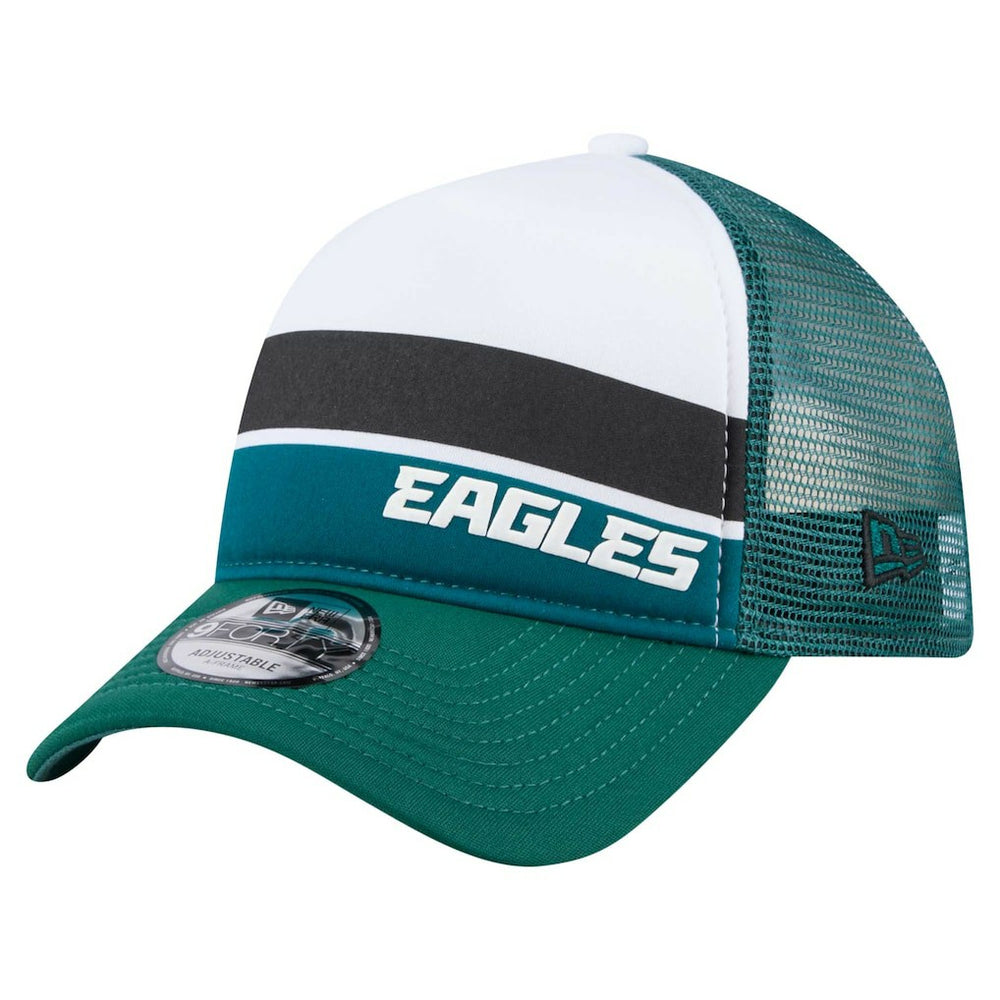 Philadelphia Eagles New Era Youth Sport Night Color Block 9FORTY A-Frame Trucker Adjustable Hat Midnight Green - NFL