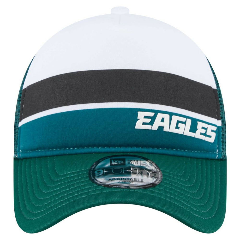 Philadelphia Eagles New Era Youth Sport Night Color Block 9FORTY A-Frame Trucker Adjustable Hat Midnight Green - NFL