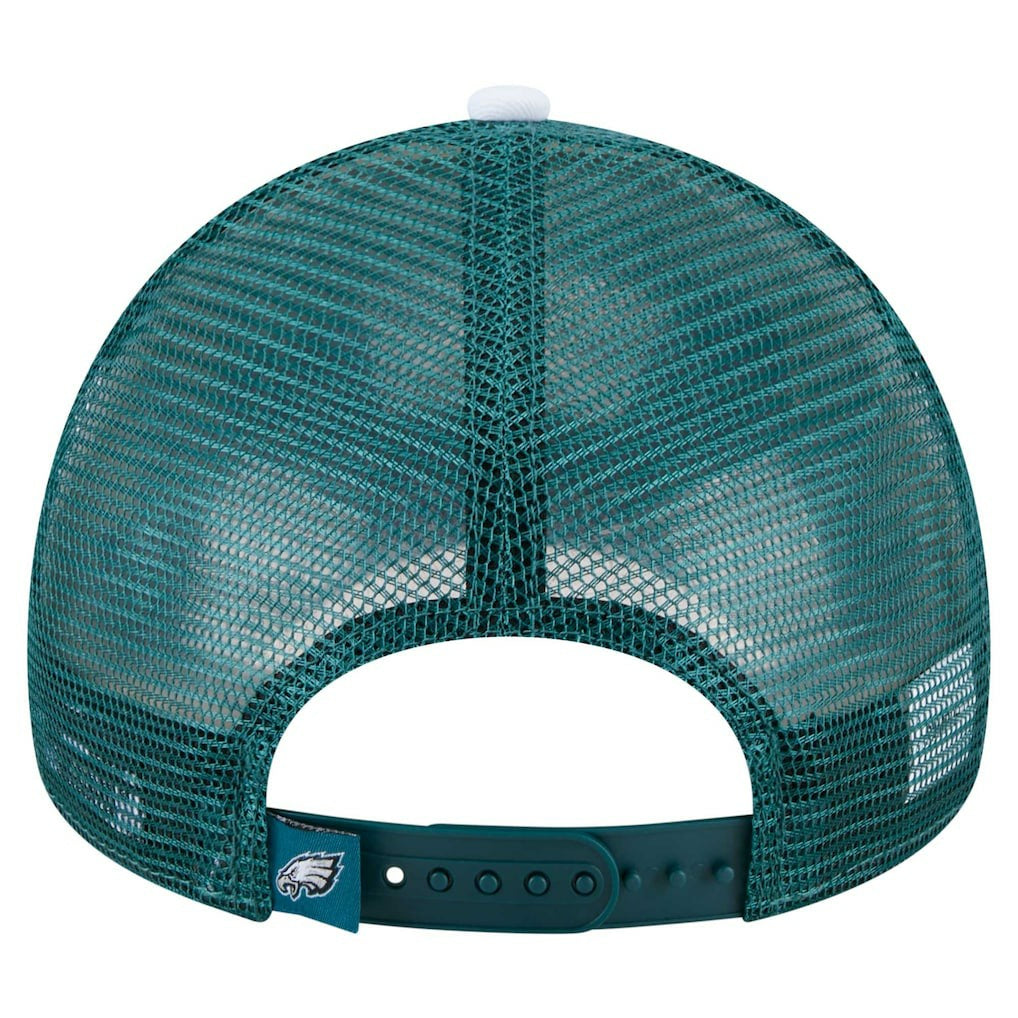 Philadelphia Eagles New Era Youth Sport Night Color Block 9FORTY A-Frame Trucker Adjustable Hat Midnight Green - NFL