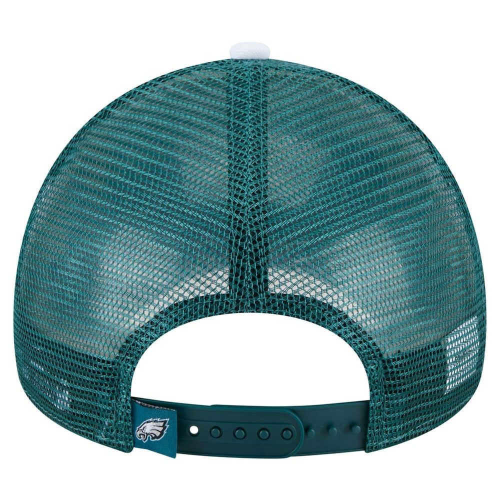 Philadelphia Eagles New Era Youth Sport Night Color Block 9FORTY A-Frame Trucker Adjustable Hat Midnight Green - NFL