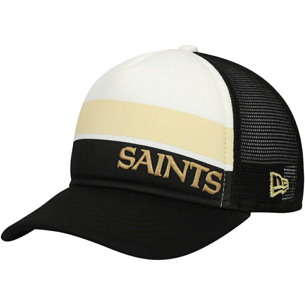 New Orleans Saints New Era Preschool Sport Night Color Block 9FORTY A-Frame Trucker Adjustable Hat Black - NFL