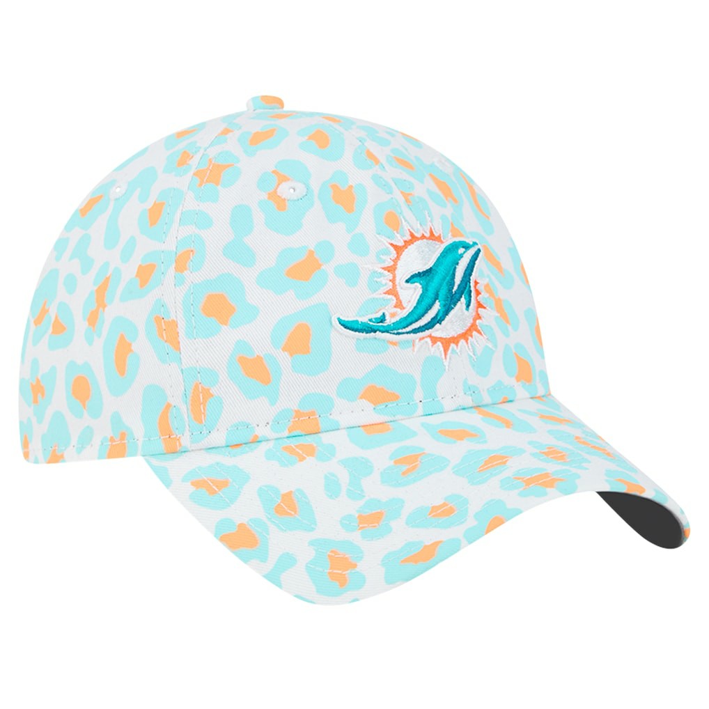 Miami Dolphins New Era Preschool Active Leopard 9TWENTY Adjustable Hat White - NFL