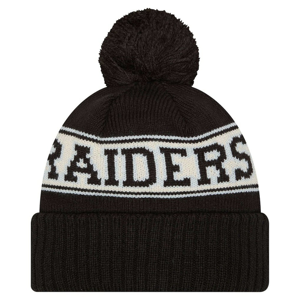 Las Vegas Raiders Youth New Era Retro Cuffed Knit Hat with Pom Black - NFL
