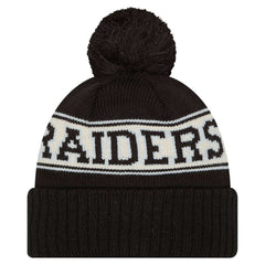 Las Vegas Raiders Youth New Era Retro Cuffed Knit Hat with Pom Black - NFL