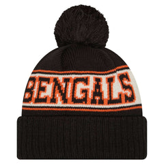 Cincinnati Bengals Youth New Era Retro Cuffed Knit Hat with Pom Black - NFL