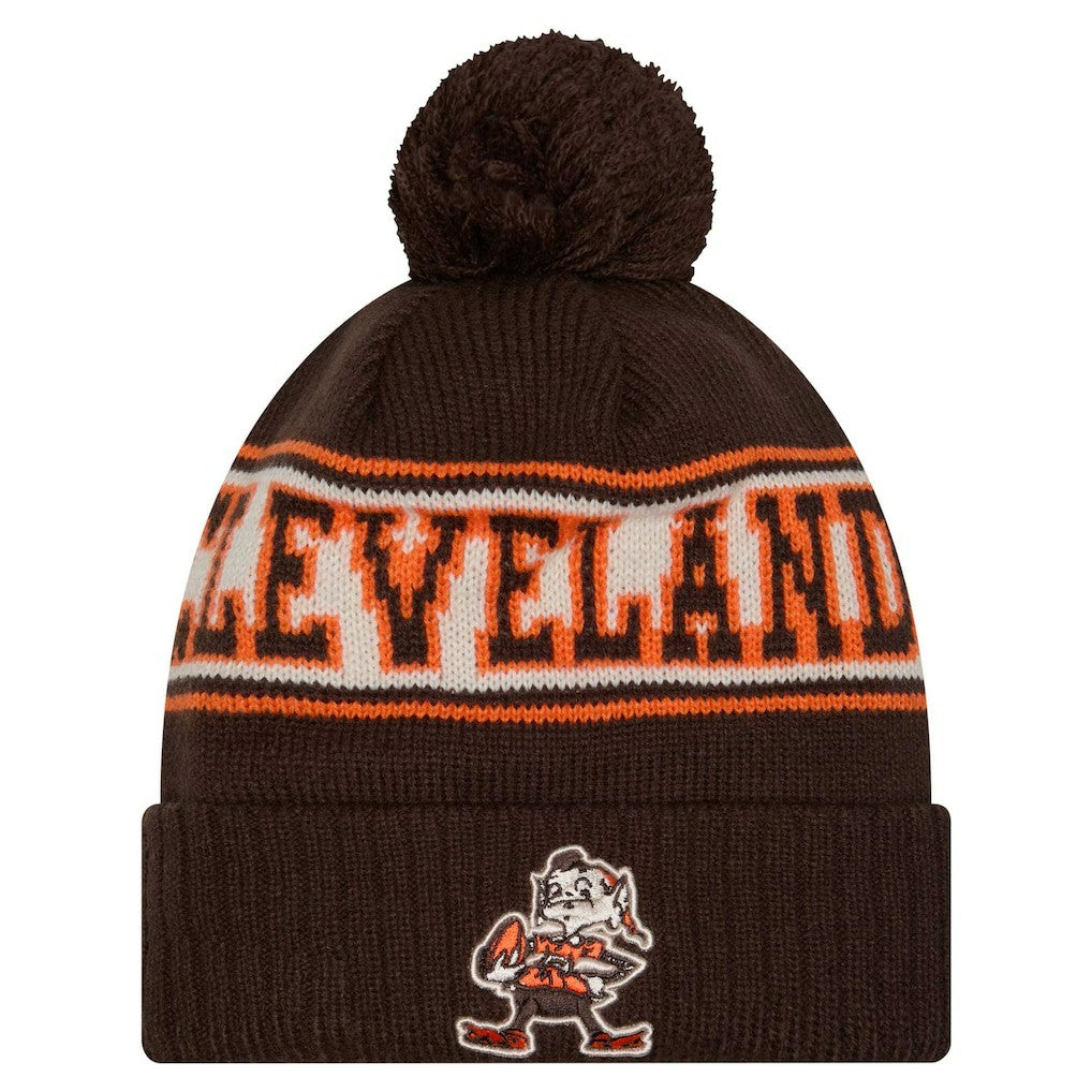 Cleveland Browns Youth New Era Retro Cuffed Knit Hat with Pom Brown - NFL