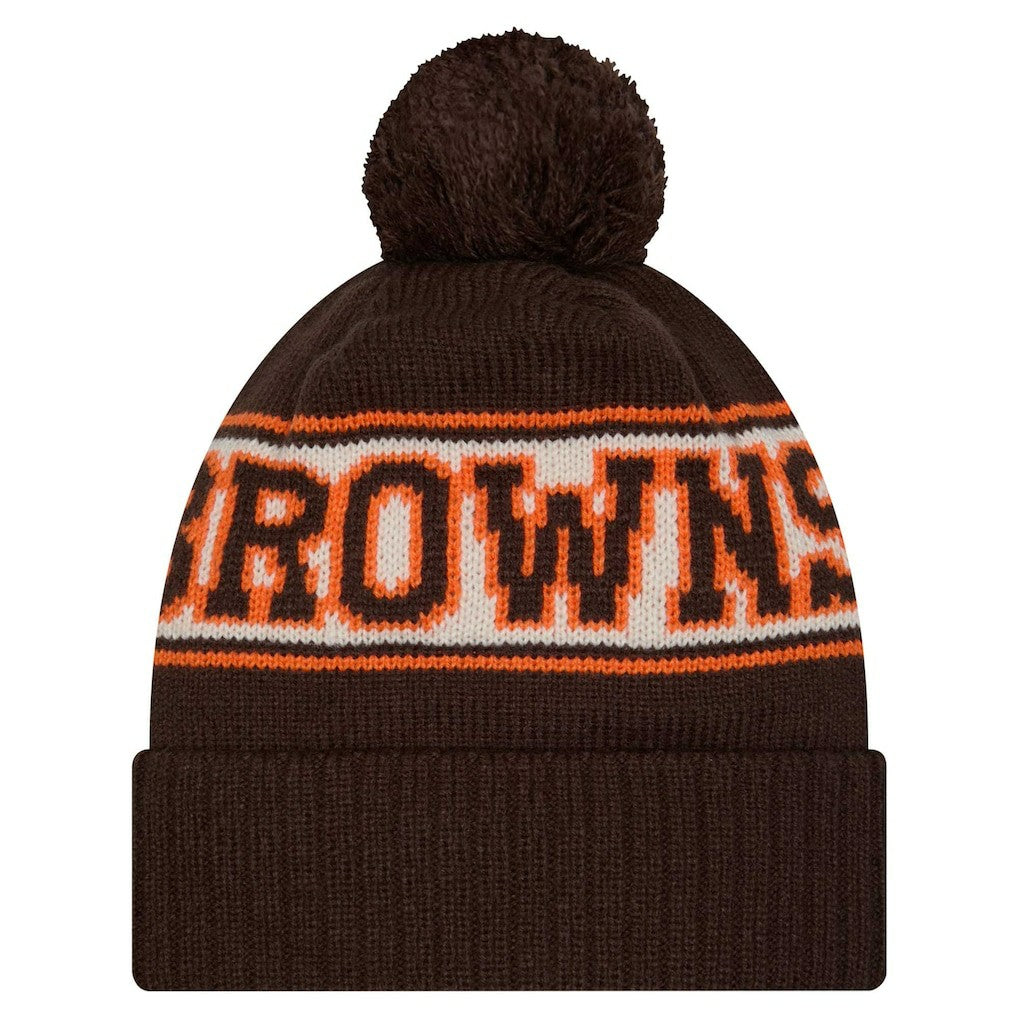 Cleveland Browns Youth New Era Retro Cuffed Knit Hat with Pom Brown - NFL
