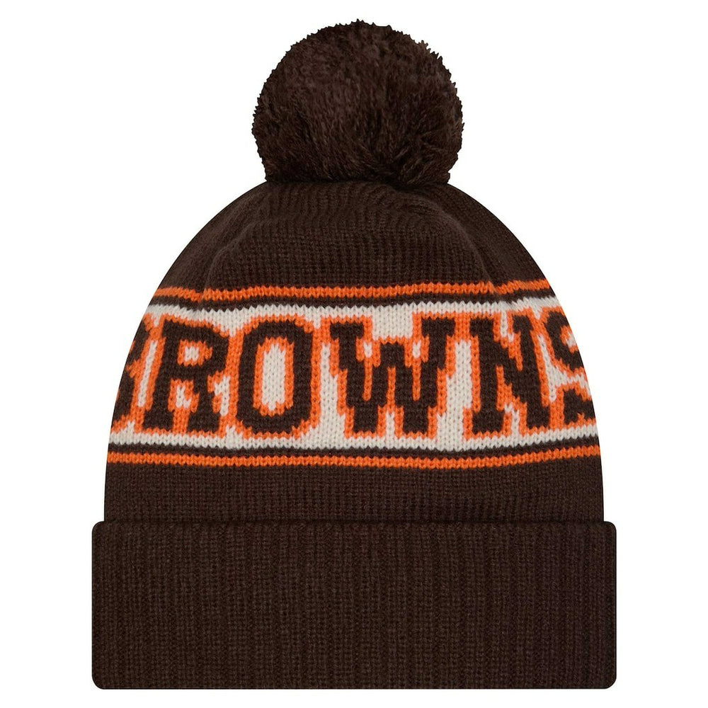 Cleveland Browns Youth New Era Retro Cuffed Knit Hat with Pom Brown - NFL