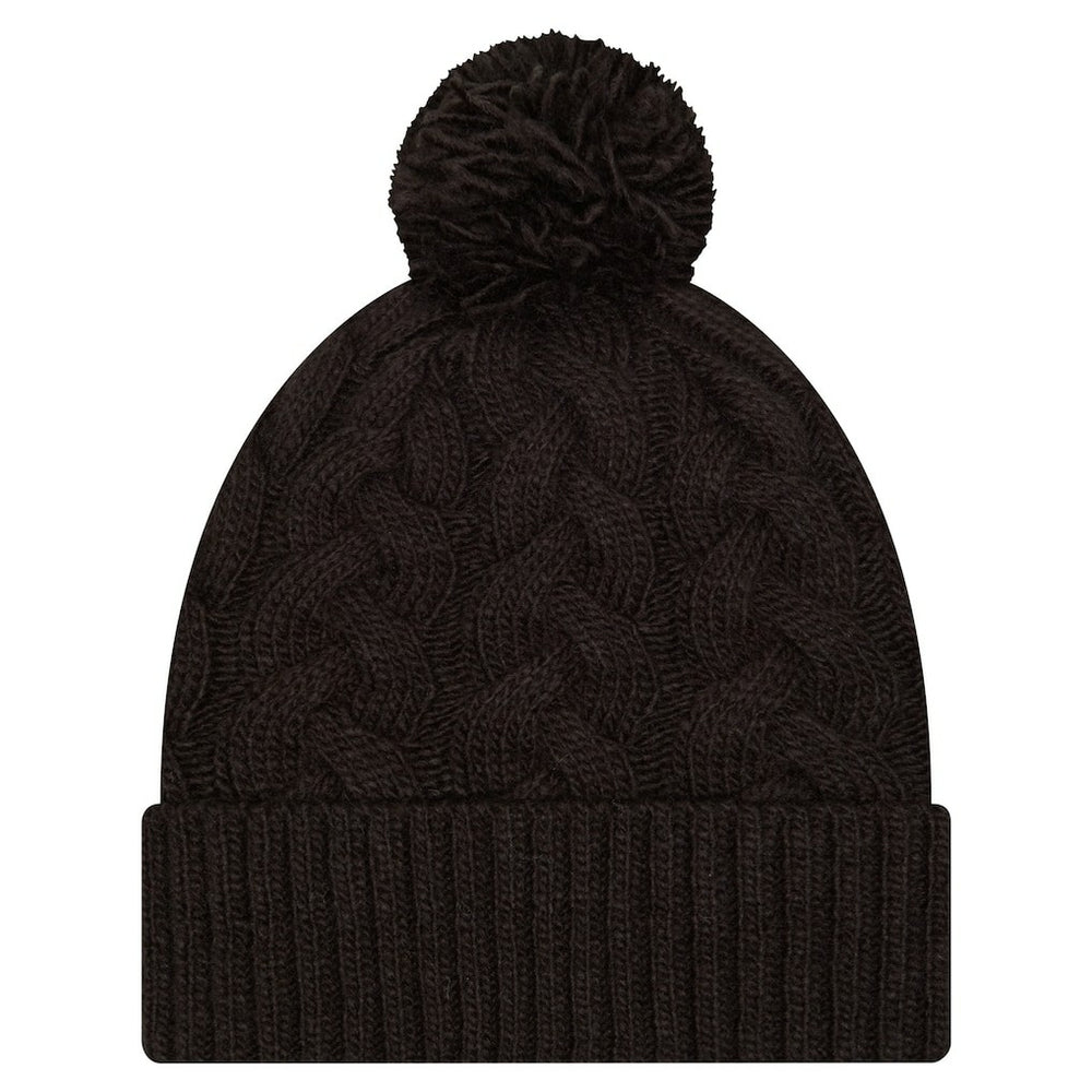 Cincinnati Bengals New Era Girls Youth Cabled Cuffed Knit Hat with Pom Black - NFL
