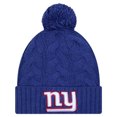 New York Giants New Era Girls Youth Cabled Cuffed Knit Hat with Pom Royal - NFL