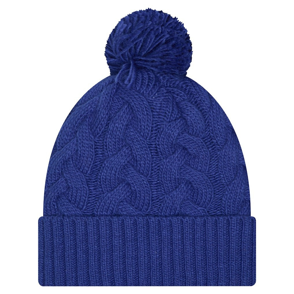 New York Giants New Era Girls Youth Cabled Cuffed Knit Hat with Pom Royal - NFL