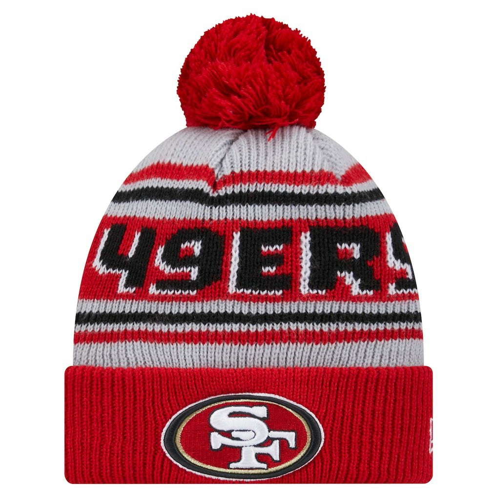 San Francisco 49ers New Era Youth Main Cuffed Knit Hat with Pom Scarlet - NFL
