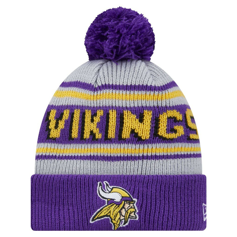 Minnesota Vikings New Era Youth Main Cuffed Knit Hat with Pom Purple - NFL