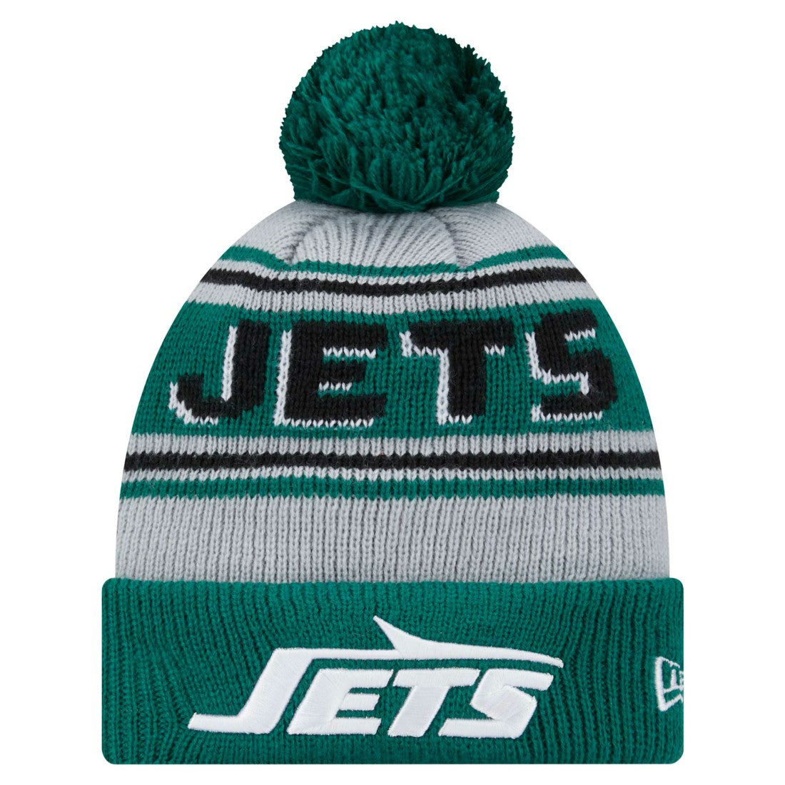 New York Jets New Era Youth Main Cuffed Knit Hat with Pom Green - NFL