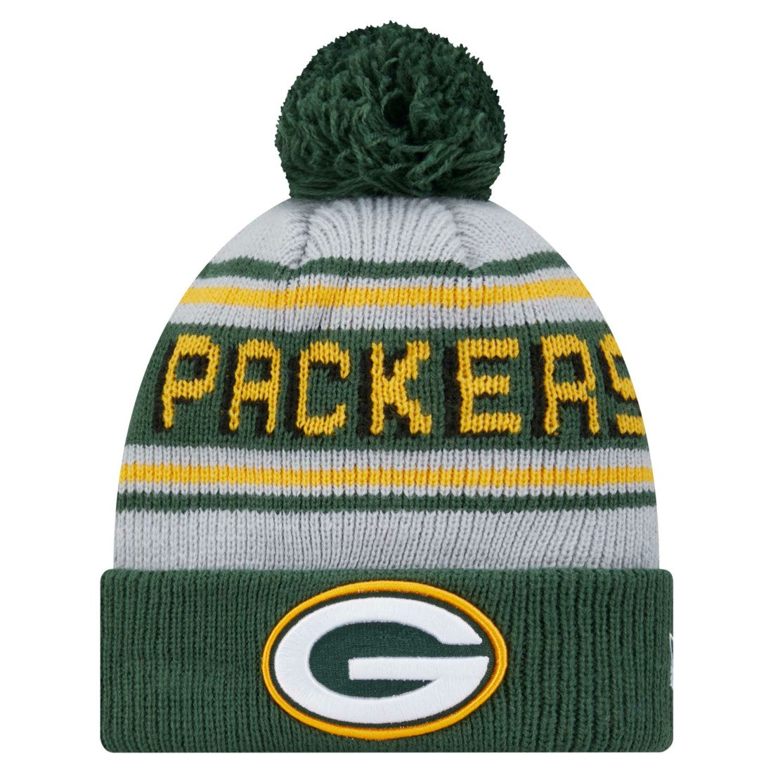 Green Bay Packers New Era Youth Main Cuffed Knit Hat with Pom Green - NFL
